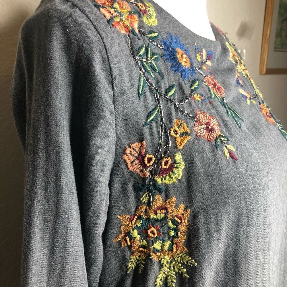 Zara Trafaluc Collection Gray Embroidered Shift Dress - Picture 8 of 16